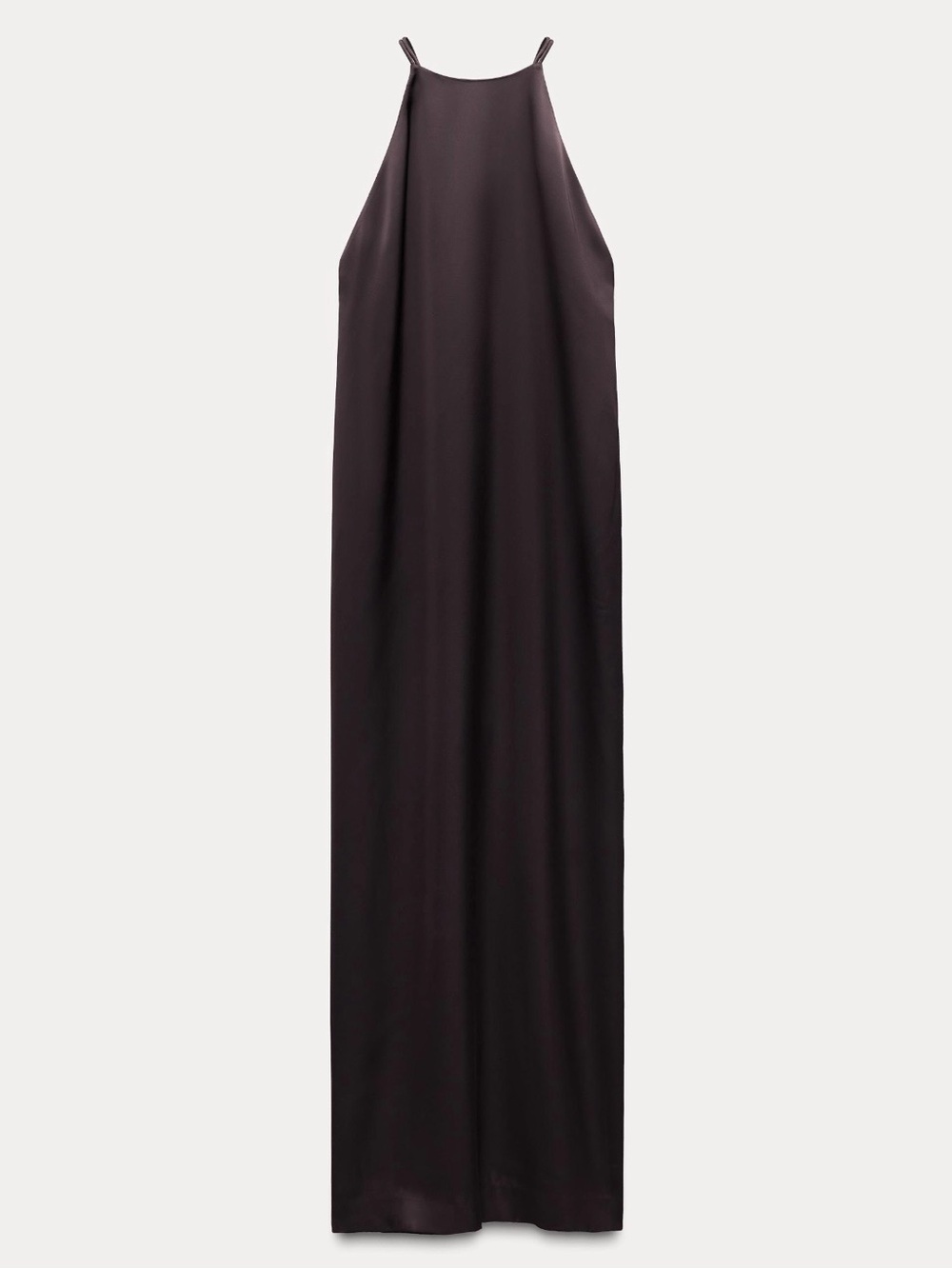 Zara JW Collection Jewel Halter Satin Maxi Dress Brown L - Picture 5 of 6